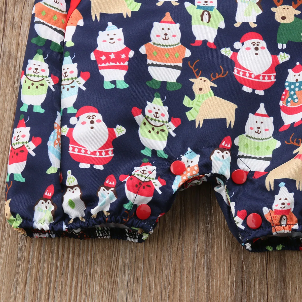 Рождественский новорожденного для маленьких девочек Xmas медведь комбинезон без
