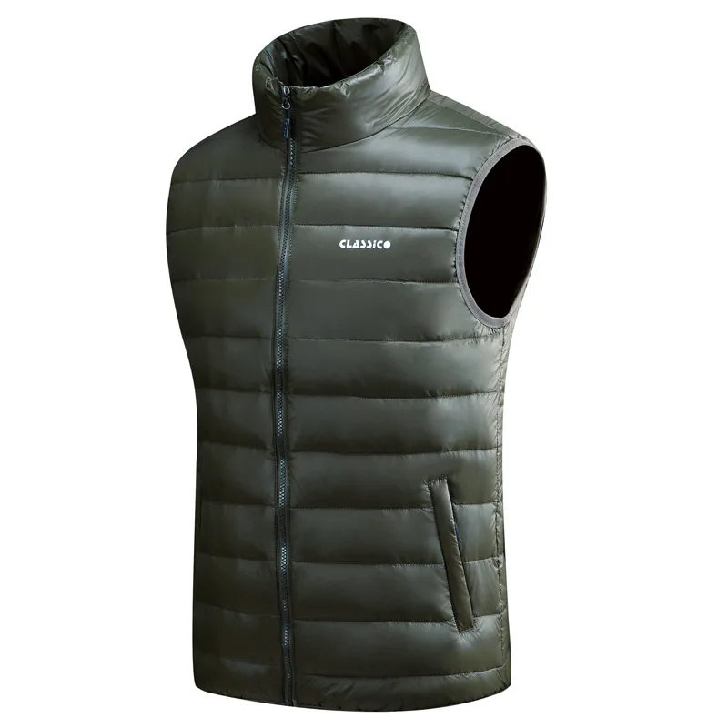Goedkoop Mannen Down Vesten 4 Kleur Winter Jassen Vest Mannen Mode Mouwloze Effen Rits Jas Overjas Warm Vesten Plus Size S 5xl