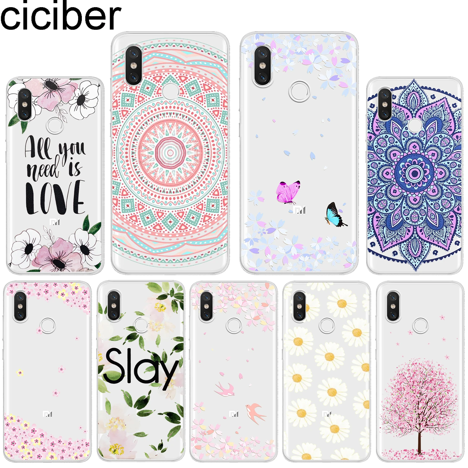 

ciciber For Xiaomi MIX MAX 3 2 1 S Pro Soft TPU For Xiaomi A2 A1 8 6 5 X 5C 5S Plus Lite SE Poco Phone F1 Cases Flower Deciduous