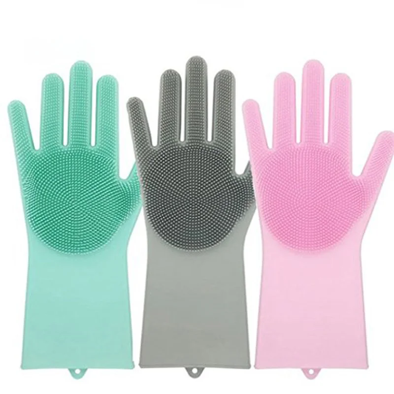

1Pair Magic Silicone Cleaning Brush Scrubber Gloves Heat Resistant Scrub Hot Sale