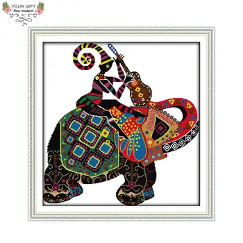 

Joy Sunday Home Decor DA017 Stamped and Counted National Elephant Needlework Needlepoint Embroidery DIY Cross Stitch Kits