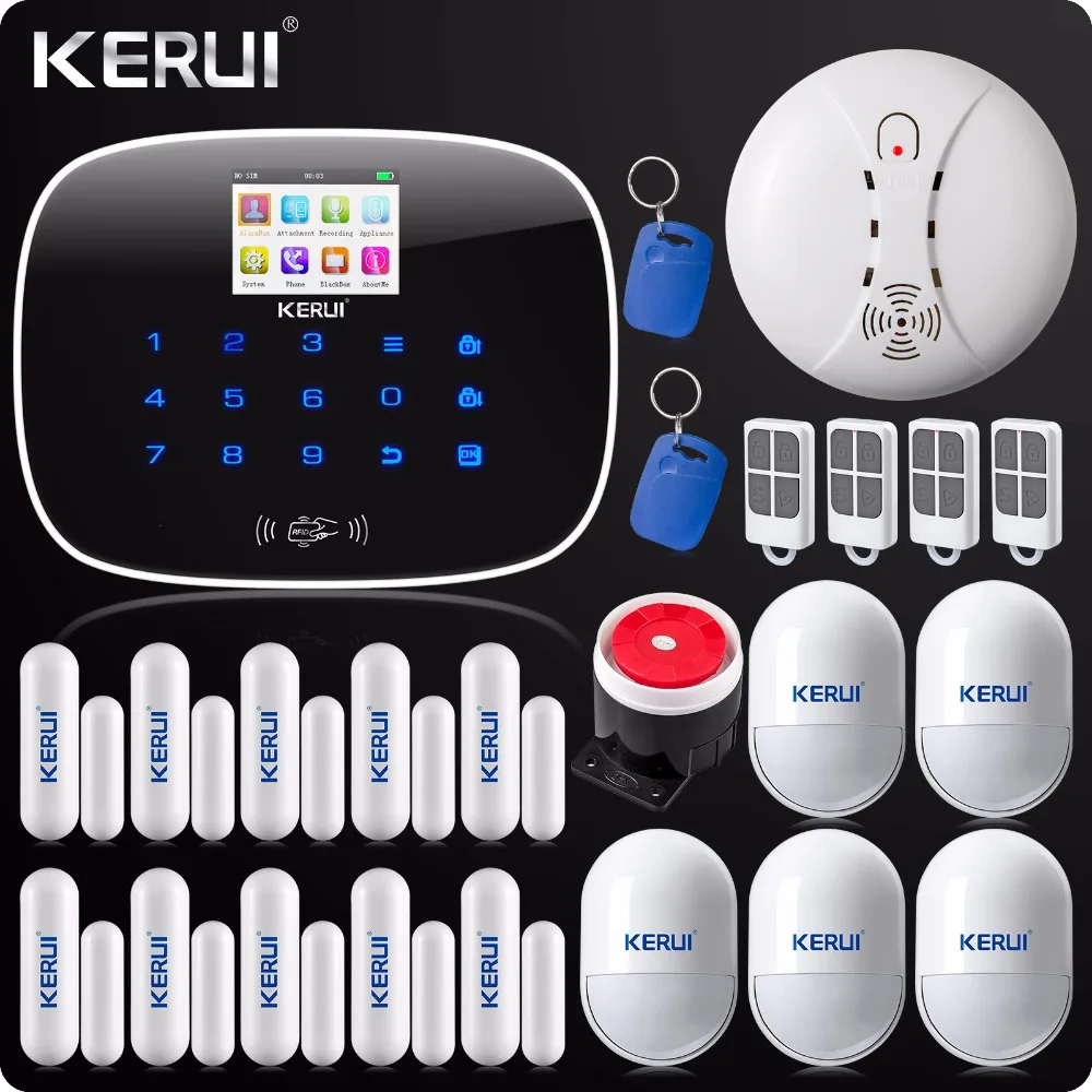 

KERUI G19 Touch Screen Alarm Wireless GSM SMS Intruder Security Alarm System Android English & Russian Voice RFID Card