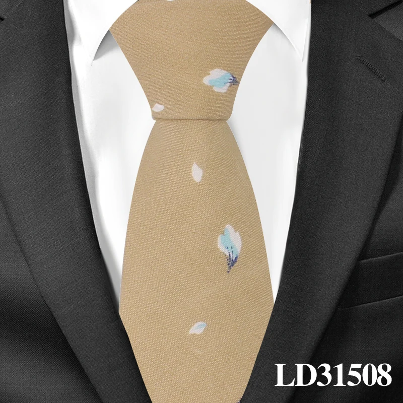 LD31508 Новые цветочные галстуки для мужчин, хлопковые мужские галстуки с принтом, мужские галстуки, мужские галстуки для бизнеса, галстуки, 7 см ширина, мужские галстуки на весну - Цвет: LD31508