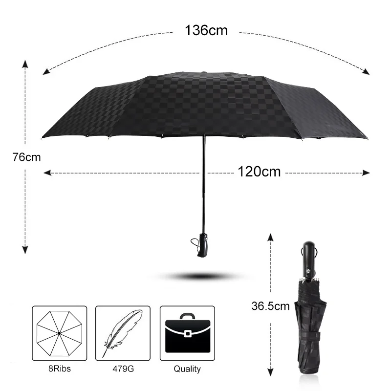 Ветронепроницаемый 120 см большой складной полностью автоматический зонт с темной сеткой, деловой Зонт от дождя, Женский брендовый роскошный уличный зонт для автомобиля, мужской зонт