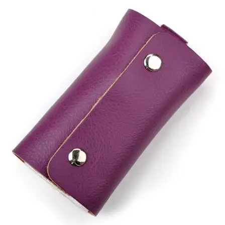 Новое поступление, Модный женский и мужской держатель для ключей, кошелек, натуральная кожа, сумка для ключей, унисекс, автомобильный кошелек для экономки держатель для карт QB94 - Цвет: Purple