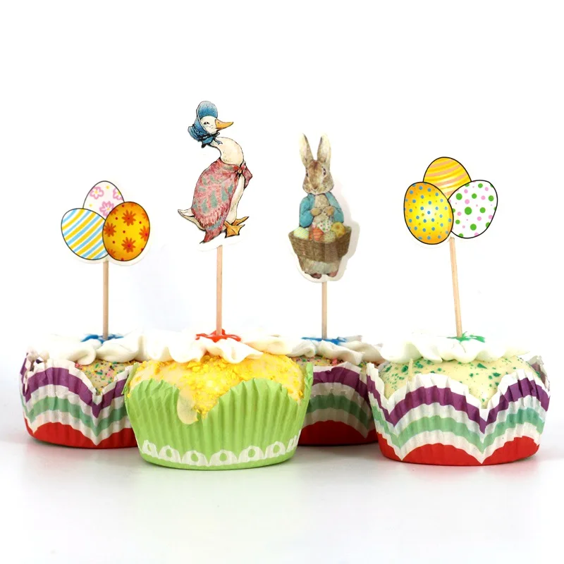

24pcs Rabbit Duck Shape Eggs Cute Cake Topper & Cupcake Party
