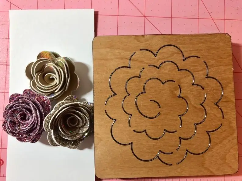 Свернутый цветок кожаный Штамп Резак, Роза для рукоделия деревянные штампы вырезанные аксессуары для форм для кожи, бумаги, войлока, стальной пробойник-кожаные поделки