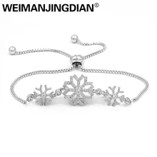 WEIMANJINGDIAN бренд сверкающими Снежинка кубического циркония Фианит, циркон, Кристалл Регулируемый браслет для Для женщин ювелирные подарки