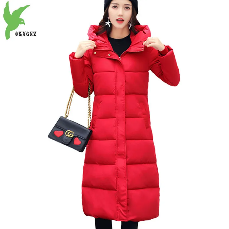 

NEW Winter Parkas Women 2018 Cotton-padded jacket Thick Warm Hoodies Tops Plus size Students Coat Slim Female Long Parkas 2142