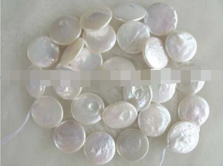

huij 00514 15" 14-15x3-4mm white coin freshwater pearl beads
