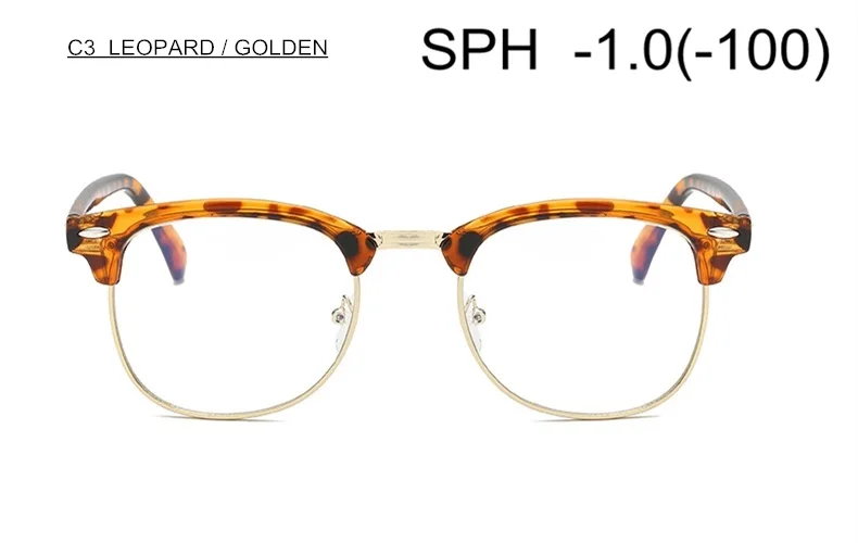 SUMONDY Диоптрий SPH-0,5 до-6,0 Рецептурные очки для близоруких женщин и мужчин с диоптриями с заклепками очки миопия очки корректирующие UF28 - Цвет оправы: C3 (-1.0)