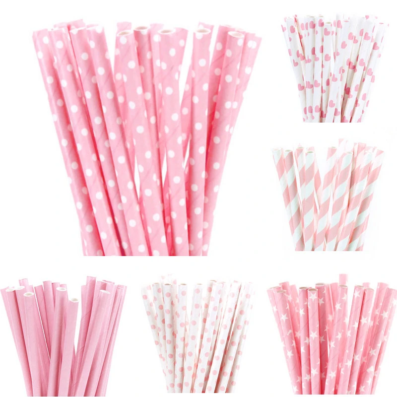 Light pink and silver paper straws vintage weddings pink elephant party bridal showers baby shower pink straws Vintage pink and silver