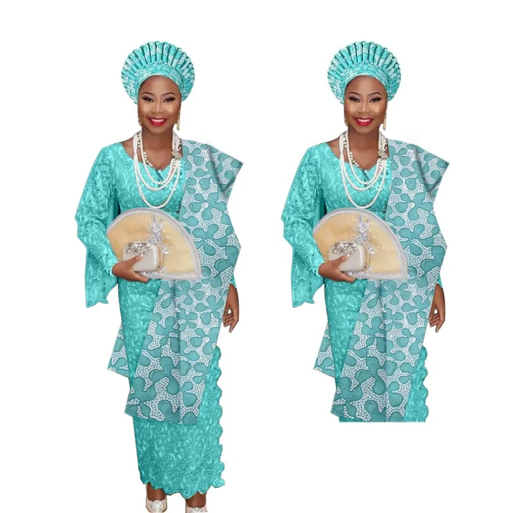 

African asooke headtie with shoulder auto gele in fabric free shipping