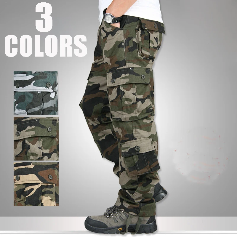 

Cargo Pants Militar Tactical Pant Camouflage Working Clothes Mens SWAT Army Combat Overalls Sweatpants Loose Trouser Plus Size