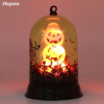 

3D Pumpkin Lantern Halloween Decoration LED Night Lights in a Glass Dome Battery Operated for Home Garden Growing Party Supplies
