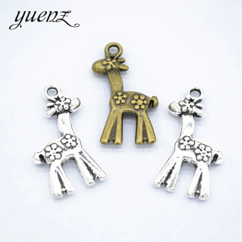 Yuenz 5 Pcs Animal Charms Jewelry Making Metal Giraffe Charm Pendant