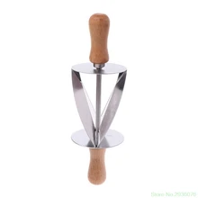 Рулонный резак из нержавеющей стали для изготовления Круассанов для хлеба, колесо для теста, деревянная ручка ножа для выпечки, кухонные инструменты для приготовления пищи