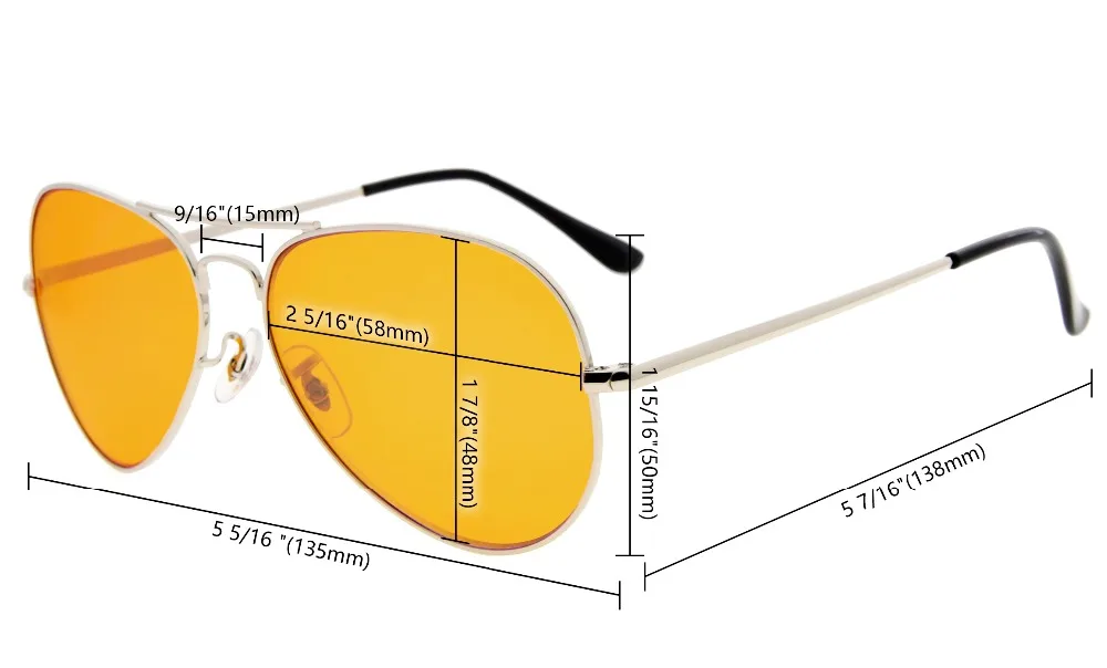 DSDT6489 очки в стиле пилота 97% синие блокирующие очки для чтения, темно-оранжевые линзы с антибликовым покрытием компьютерные Ридеры