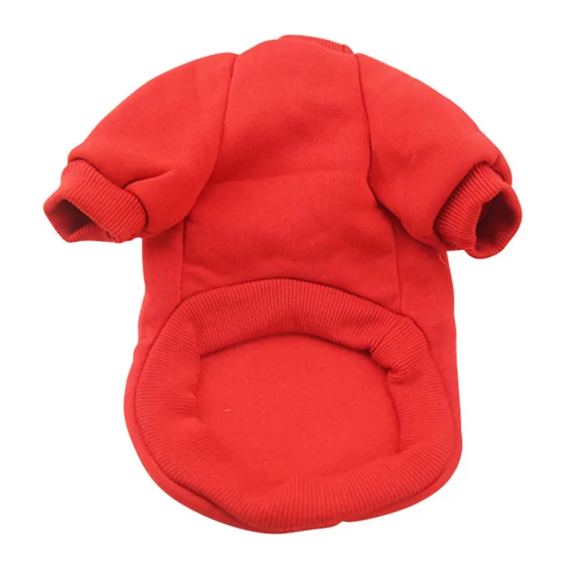 Одежда с капюшоном для собак, Однотонный свитер, толстовка с капюшоном, удобный плюшевый свитер для собак - Цвет: Красный