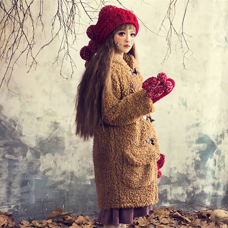 Ceny Czapka i Szalik i Rękawiczki BomHCS Garnitur Słodkie Kobiety Winter Warm 100% Ręcznie Dzianiny Kapelusz Czapki Prezent