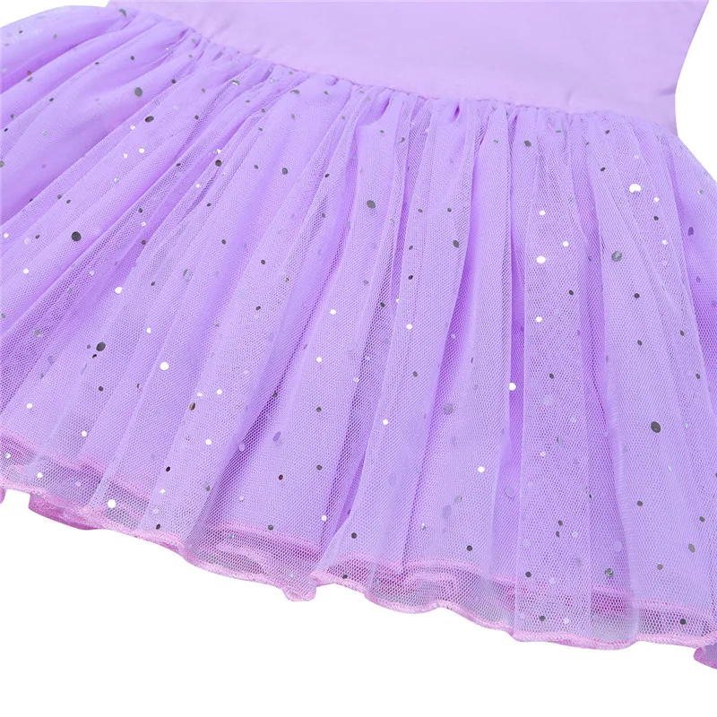 Msemis детская Балетное платье для девочек гимнастический купальник для Танцы одежда с длинным рукавом блестящая сетка балетная Костюмы платье, гимнастический купальник