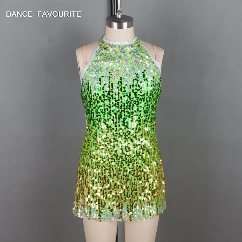 18524 Color Sequin Bodice Top Ballet Costume Girl & Women Stager Performance Dance Costume Jazz