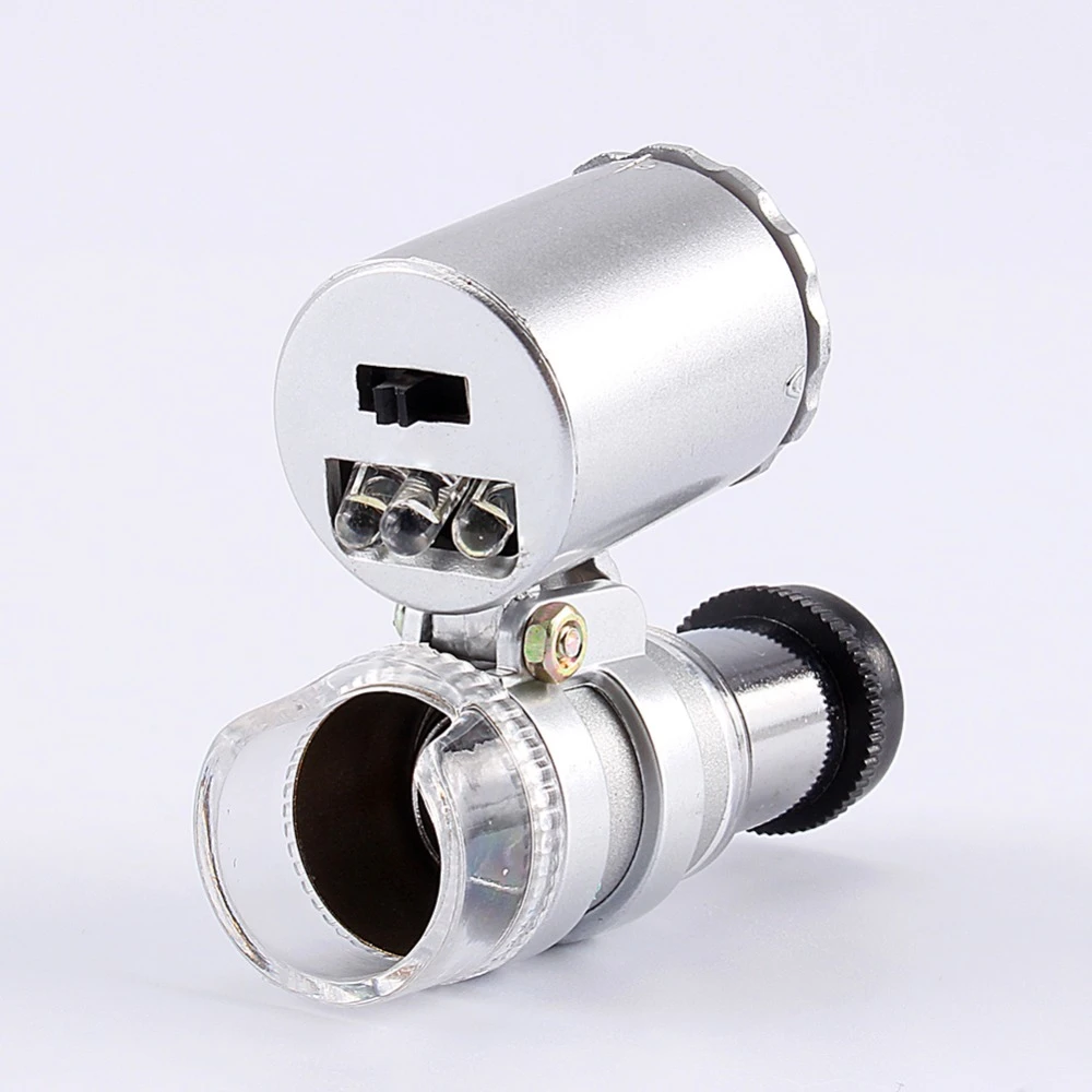 60x Mini Pocket Jewelry Magnifier Glass Microscope Loupes UV LED Light Tool 60x Mini Pocket Jewelry Magnifier Glass Microscope Loupes UV LED Light Tool