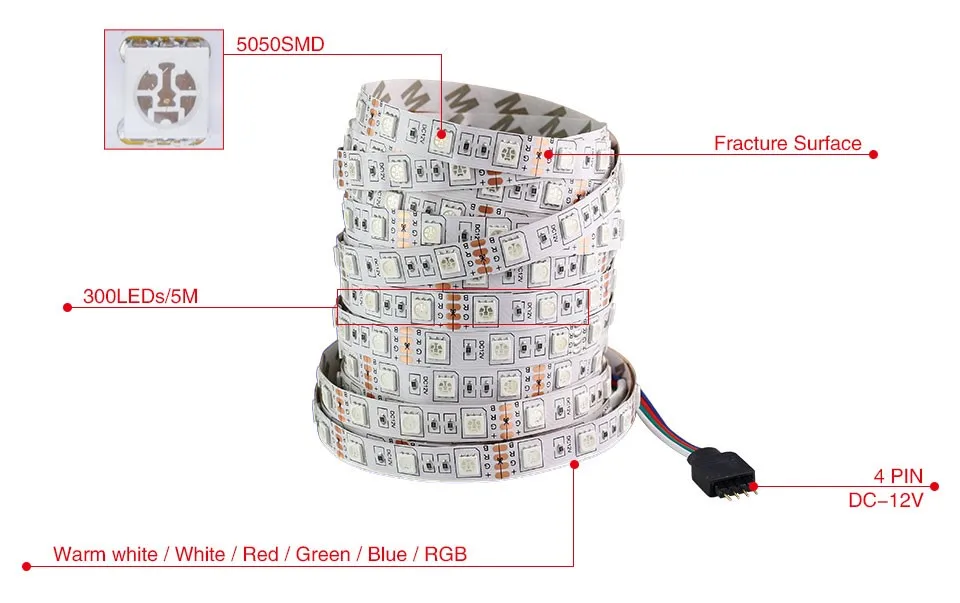 5 м 300 светодиодов неводостойкий RGB светодиодный светильник SMD5050 12 В постоянного тока 60 светодиодов/м гибкая светодиодная лента Диодная гирлянда ленточная лампа праздничный светильник ing