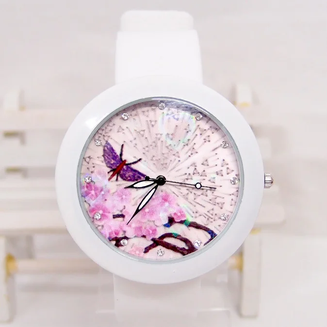 

Wholesale Cartoon Flower Silicone Rubber Watch Women Ladies Children Wristwatches Relogios Feminino C-15