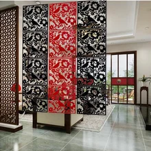 ПВХ мода подвесной экран перегородка Мода наклейки на стену китайский стиль вырез домашний экран входная дверь 4 шт