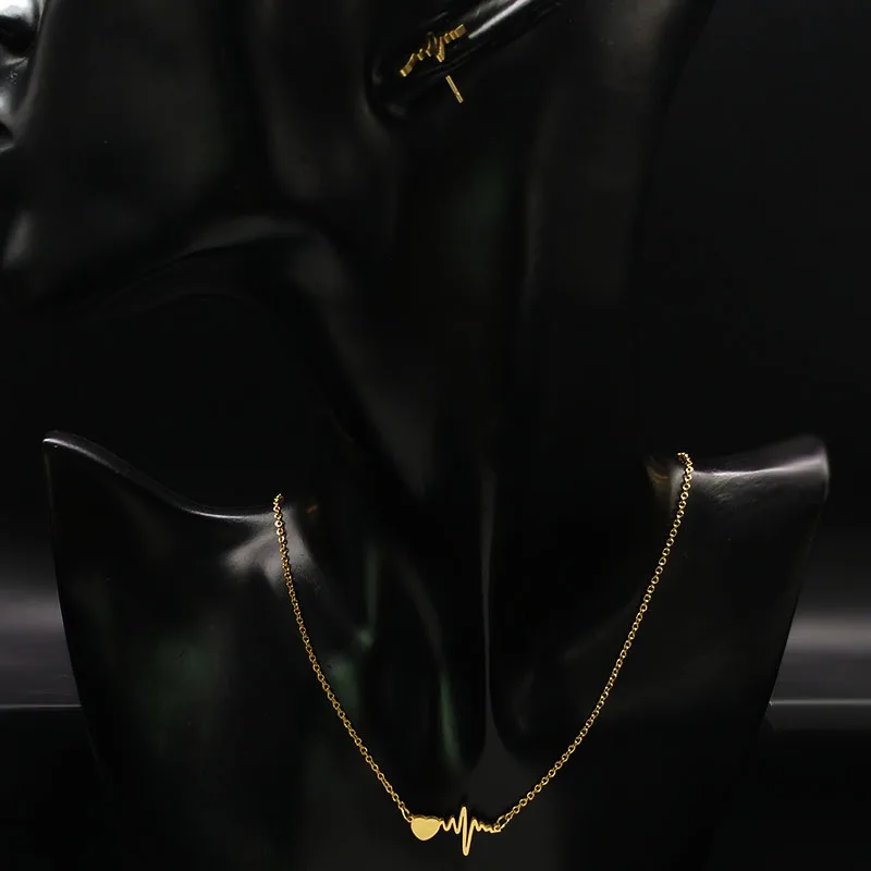 Oro Color acero inoxidable corazón pendientes collar Set joyería de las mujeres oro Color joyería Set juego de joyeria de acero S178505 Oro Color acero inoxidable corazón pendientes collar Set joyería de las mujeres oro Color joyería Set juego de joyeria de acero S178505