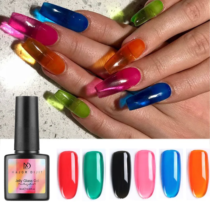 

8ml Jelly Glass Candy Gel Nail Polish Summer Attribute Translucent Neon Color Soak Off UV Varnish Mirror Titanium Gel