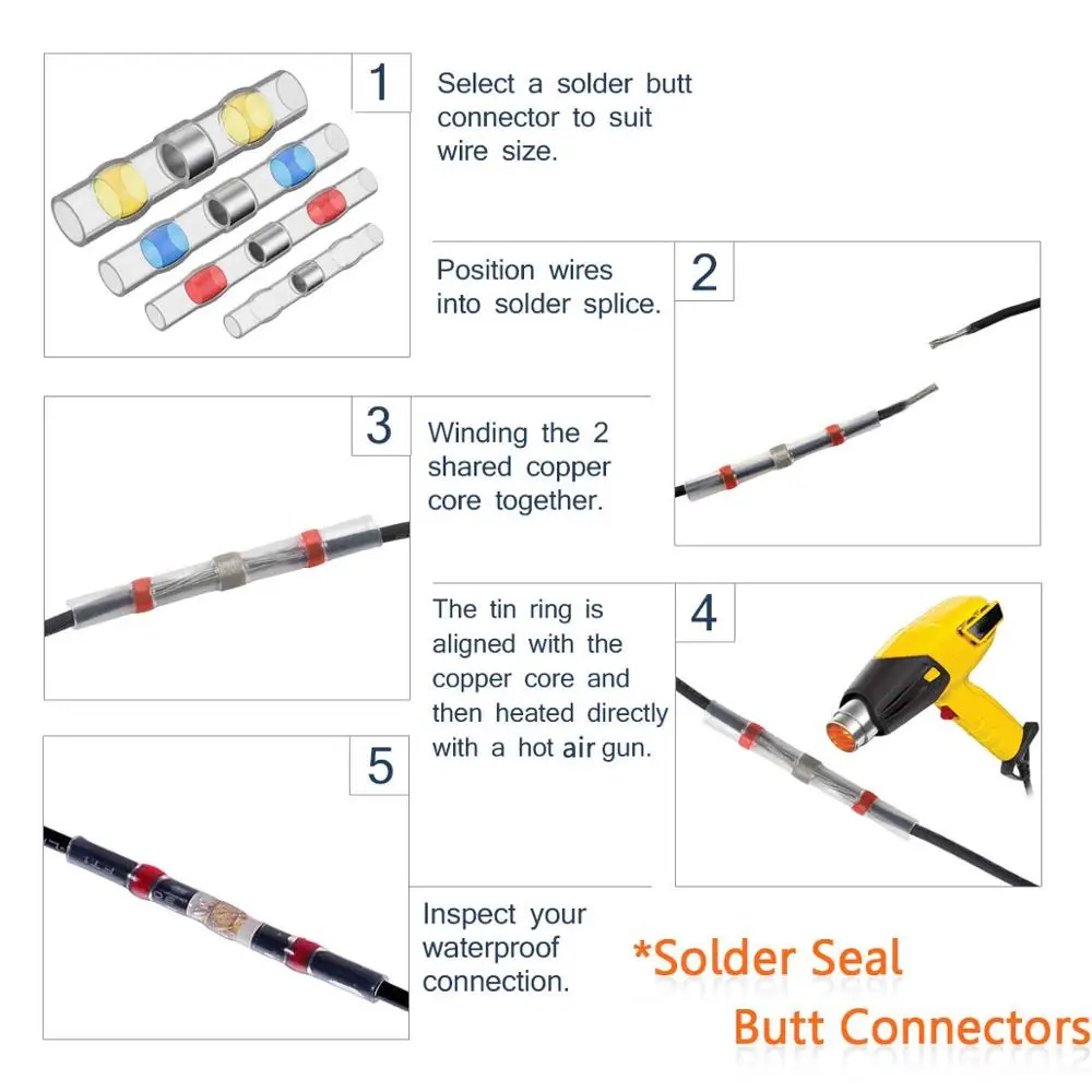 100/120/140 шт Электрический провод соединитель изолированный паяльный рукав трубки терм усадочная Sorder терминал Водонепроницаемый стыковые соединители комплект