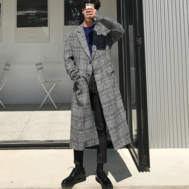 

M-XL!!The fall in the long windbreaker men loose knee long youth fashion leisure coat