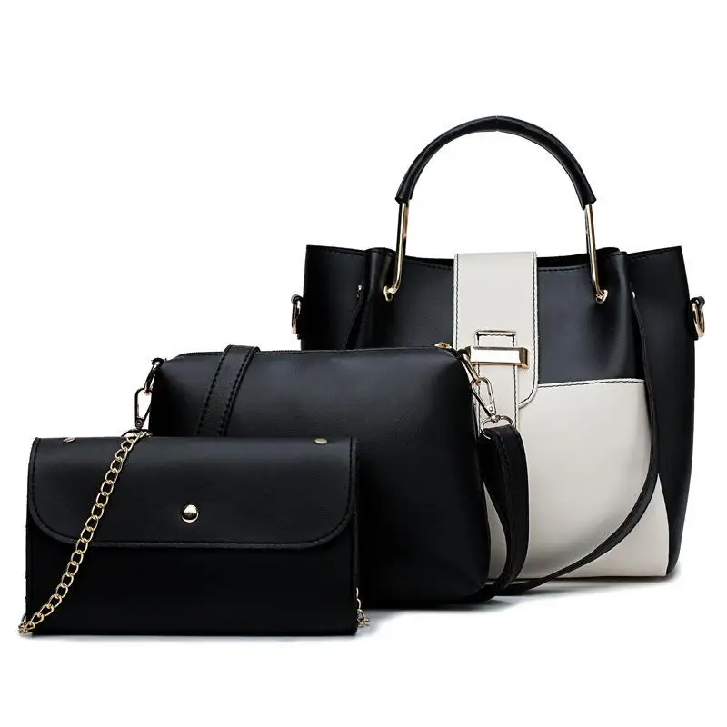 Новое поступление композитная сумка Pu сумки& сумки через плечо повседневные женские кожаные сумки Bolsos Mujer Sac A основной M8816 - Цвет: Black