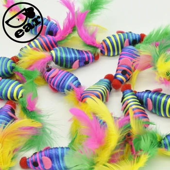 

30 Pcs False Mouse Pet Cat Toys Mini Playing Toys with Colorful Feather Pet Cat Feather Mouse Toys