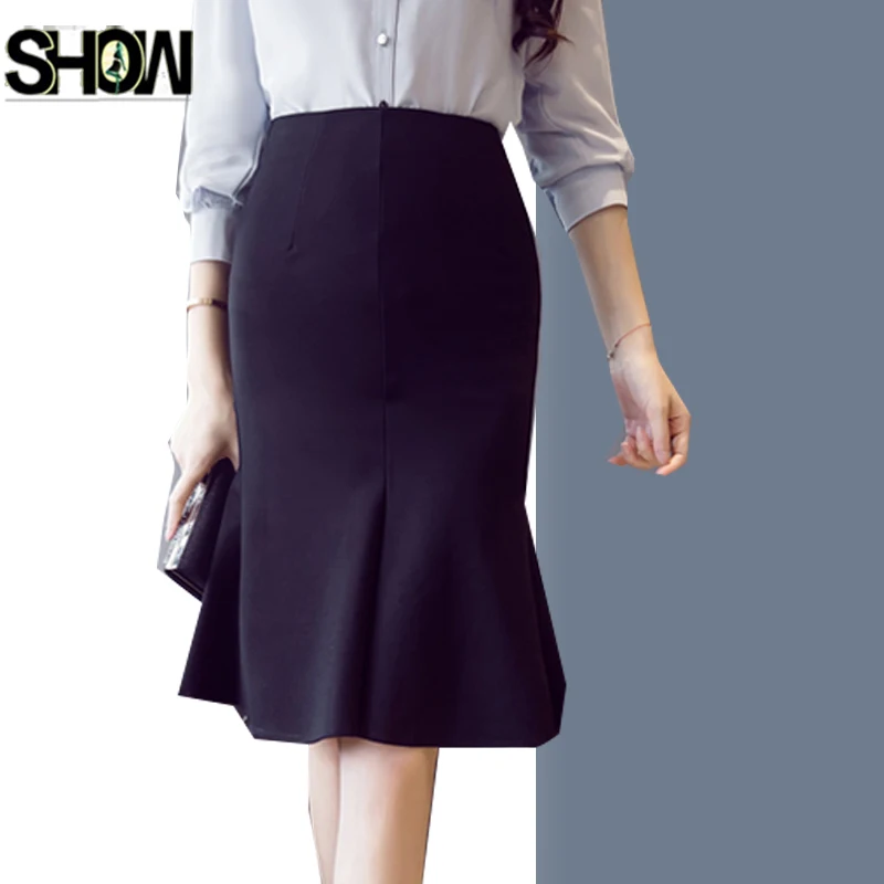 High Waist Skirts New Hot Selling Fashion Women Korean Style Slim Fit A Line Black Red Office Lady Formal Work Wear Skirt 2409 | Женская