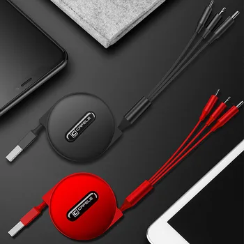 

Retractable Multifunctional One Drag Three Data Line Fast Charging Cable For iPhone Android And Type-c For BMW F30 F10 F15 F48