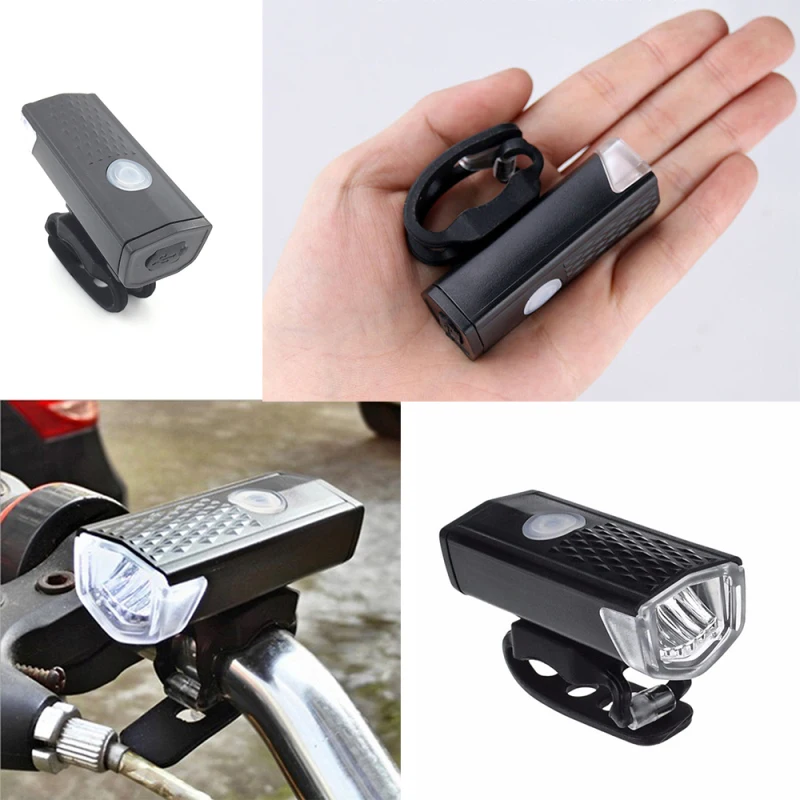 Discount 1PCs 300 Lumens USB Rechargeable Bike Headlight with 3 Modes Bicycle Front Light LED Flashlight 2018 New Bicycle Accessories 1