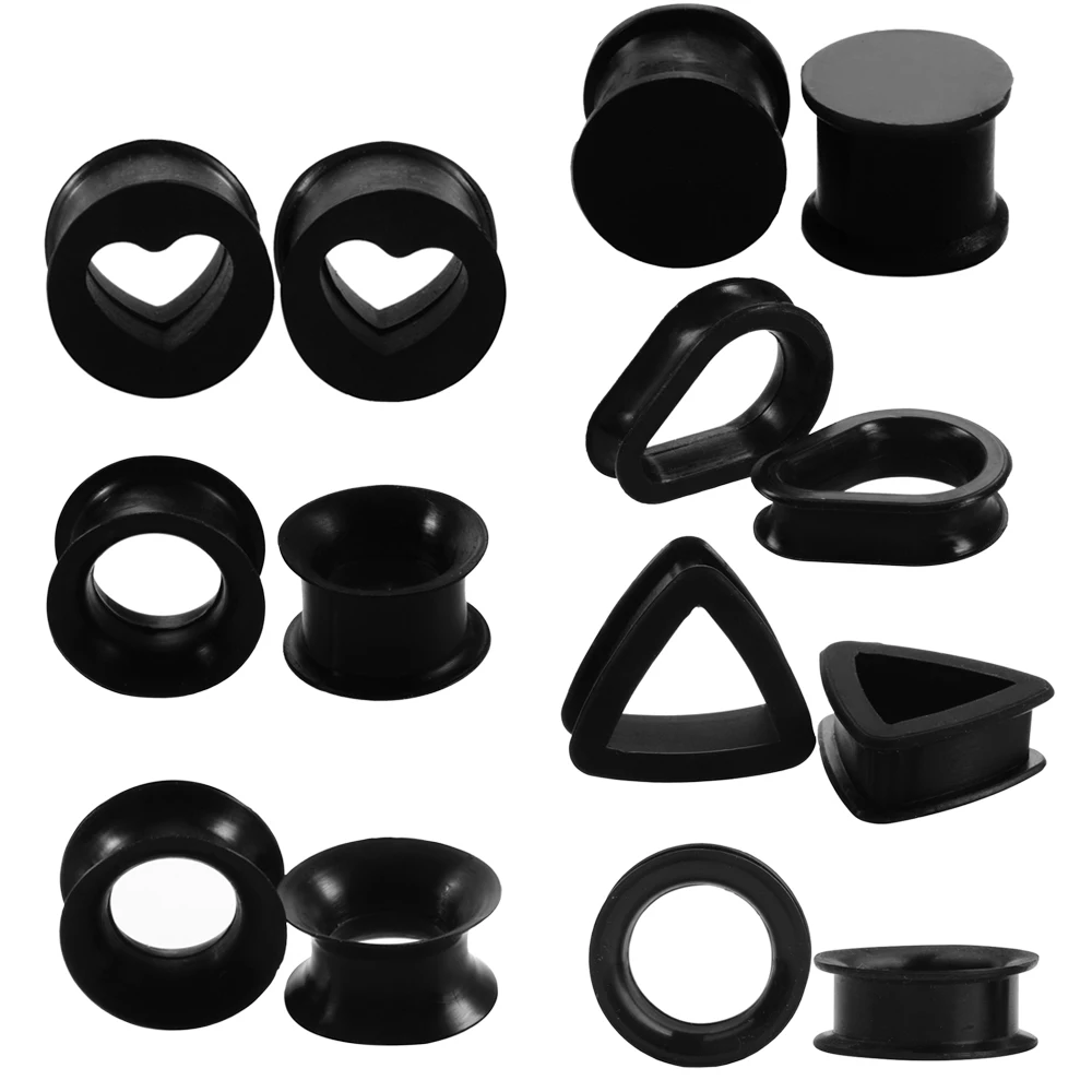 

2pcs/lot Different Shape Silicone Double Flared Ear Plugs Flesh Tunnel Ear Gauge Expander Stretcher Ear Piercings Jewelry 4-22mm