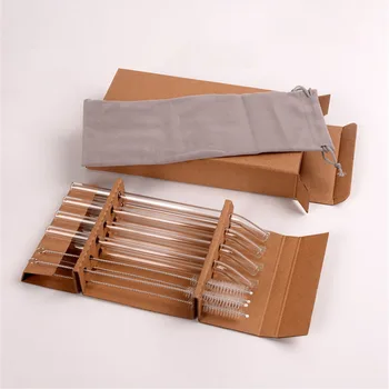 

8 Pcs/set Glass Straws 1cm Transparent Drink Tube Straight Curved Straw Water Juice Stirring Rod with Clean Brush