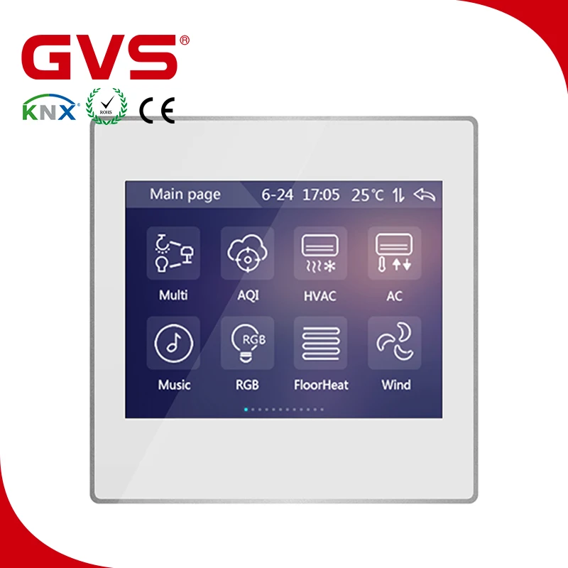 Новейшая KNX/EIB GVS K Bus 5 ''KNX сенсорный экран KNX Сенсорная панель дюймов тонкий тип
