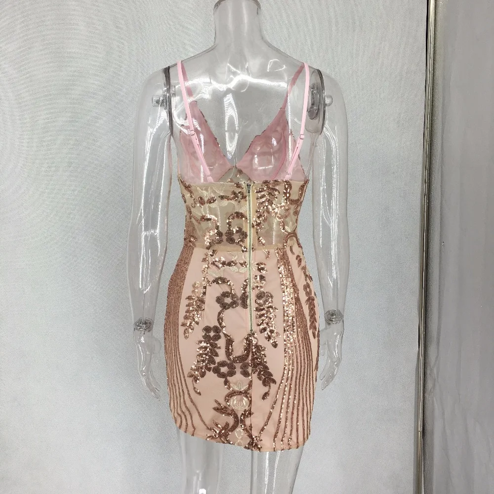 Сексуальное прозрачное платье с блестками, женское Сверкающее летнее платье с v-образным вырезом и повязкой, элегантное Золотое и красное платье для вечеринок в ночном клубе, миди vestido