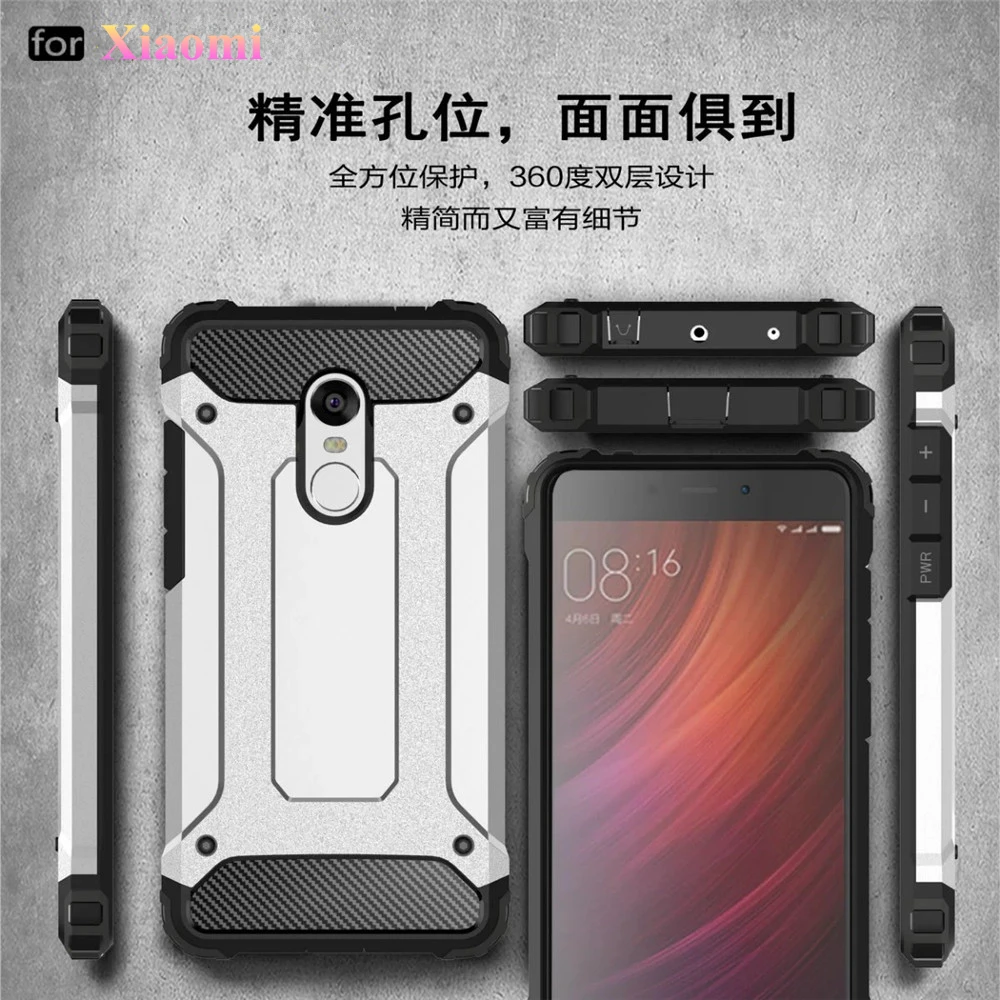 

HereCase For Xiaomi Redmi 3 4 4X 4A 5S 5C Plus Hard Heavy Dual Layer Defender Armor Phone Case For xiaomi mi 6 Fitted Case Cover