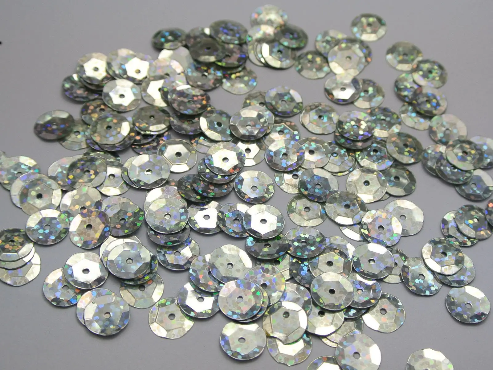 

2000 Silver Hologram 10mm CUP round loose sequins Paillette sewing Wedding craft