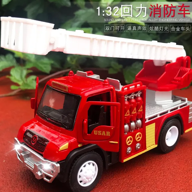 Children s Recovery Alloy Vehicle 1:32 Fire Fighting Vehicle with Lights Music Simulation Rescue Vehicle Toy Car Model Boys Toys