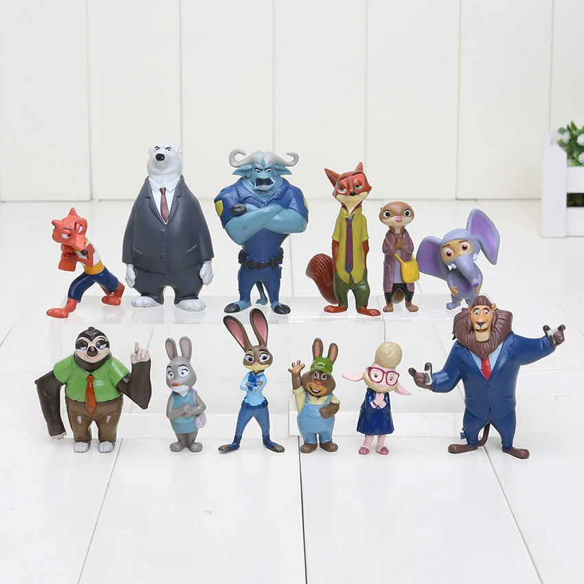 

12pcs Movie Figures Set Fox Nick Rabbit Judy Hopps Flash Pvc Action Figure Slothmore Cartoon Characters