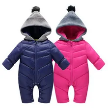 Высокое Качество Baby Rompers Зима babys Мальчики верхняя одежда Девушки Теплая Одежда Дети Комбинезон Ребенка утка вниз ползет одежда 0-24 М