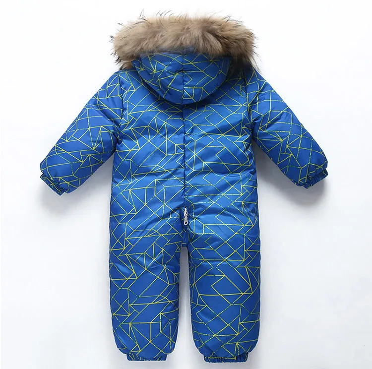 Куртки-пуховики на 90% утином пуху детский зимний комбинезон, комбинезон темно-синего цвета, теплая одежда для маленьких мальчиков и девочек Infantil, комбинезон для прогулок на открытом воздухе с капюшоном
