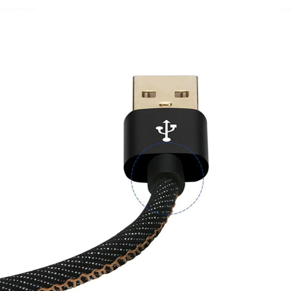 Кабель USB Type C с позолоченным штекером плетеный шнур из джинсовой ткани провод для